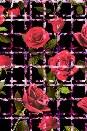 玫瑰花 条格 波点 叠加印花华亿平台图片