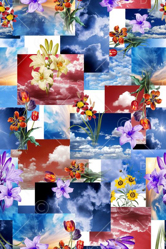 蓝天白云印花华亿平台图片