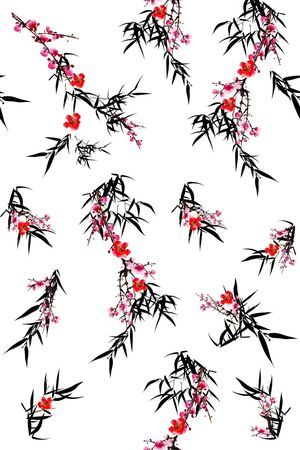 水墨印花华亿平台图片