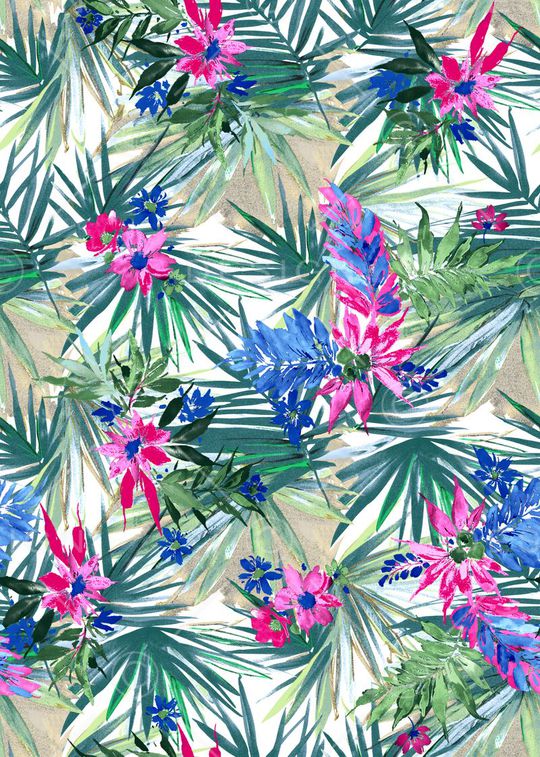 热带雨林抽象花印花华亿平台图片