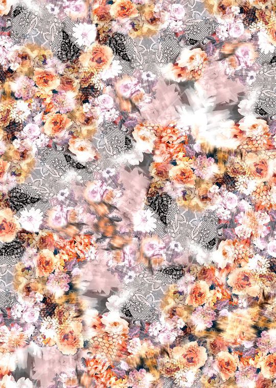 抽象蕾丝花卉印花华亿平台图片