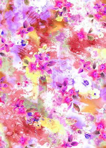 时尚抽象花卉印花华亿平台图片