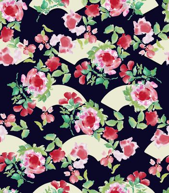 432503-水彩折扇清新花卉