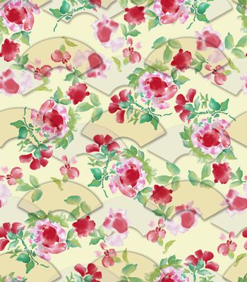 432504-水彩折扇清新花卉