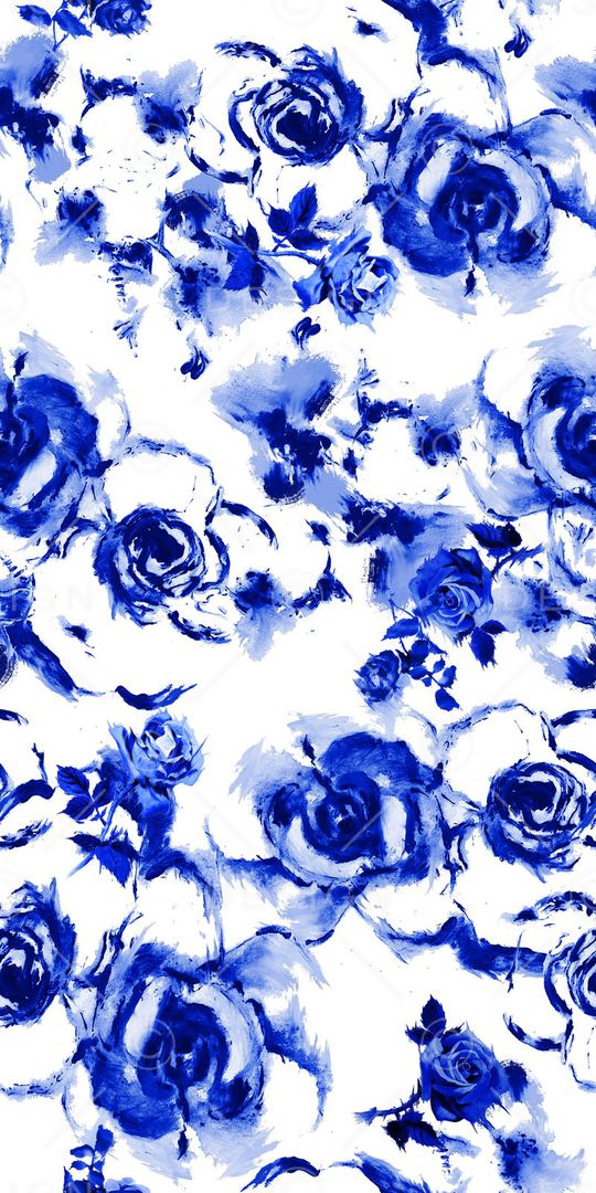 数码高端大牌抽象手绘单色花卉女装印花华亿平台图片