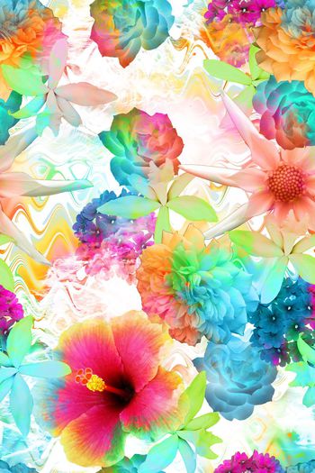 432592-瑕疵花卉染色浸润饱和度效果春夏女装