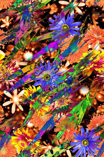 432596-瑕疵花卉曝光条纹数字化花卉春夏女装