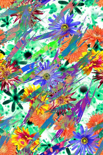 432597-瑕疵花卉曝光条纹数字化花卉春夏女装