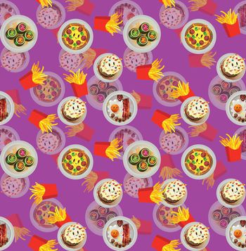 432643-	时尚美食q版食物薯条个性印花