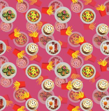 432644-	时尚美食q版食物薯条个性印花