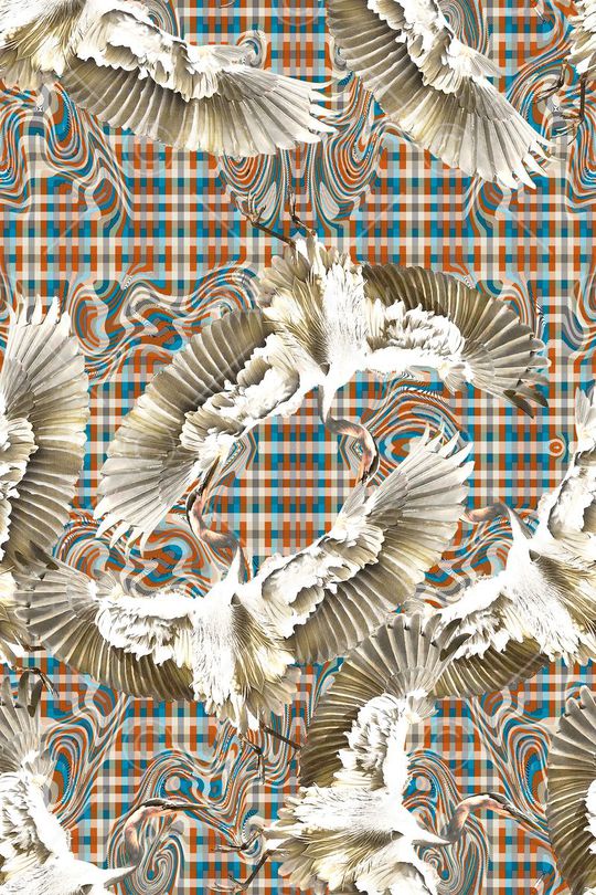 仙鹤印花华亿平台图片