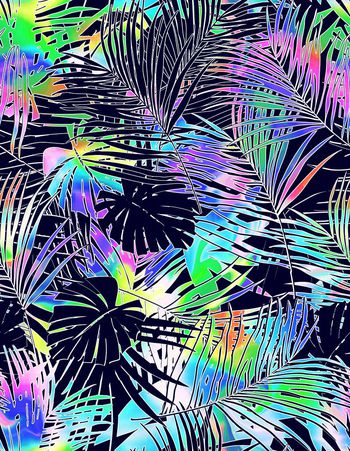 432708-金丝边梦幻热带枝叶棕榈叶龟背叶色彩