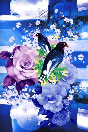 抽象色块印花华亿平台图片