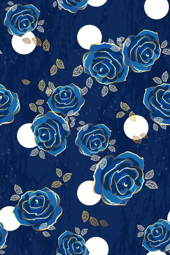 432756-浪漫蓝色妖姬玫瑰花卉金色优雅