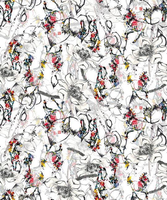 抽象水彩印花华亿平台图片