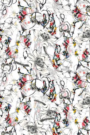 抽象水彩印花华亿平台图片