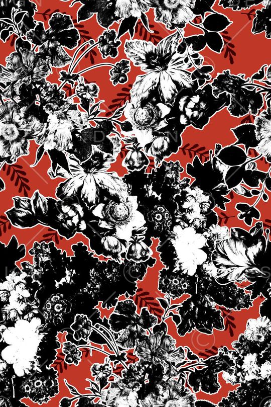 黑白花卉印花华亿平台图片