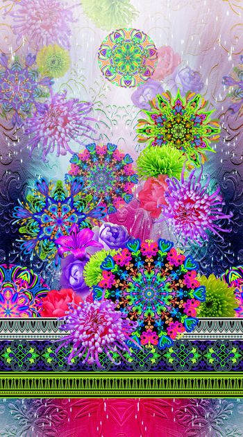 433284-民族风手绘圆形图腾花卉渐变玻璃质感