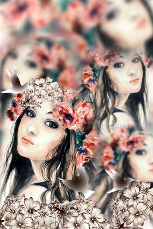 抽象云纹印花华亿平台图片