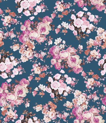 433348-时尚复古秋冬手绘花卉组合印花