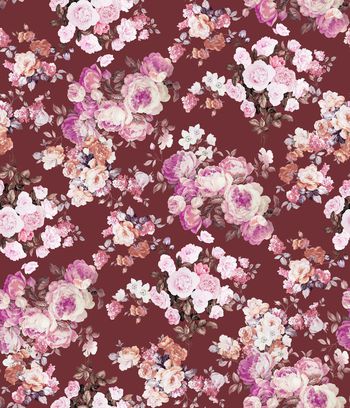 433350-时尚复古秋冬手绘花卉组合印花