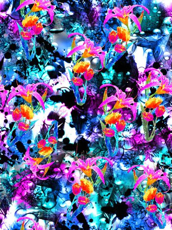 433472-时尚抽象水彩底纹百合花卉