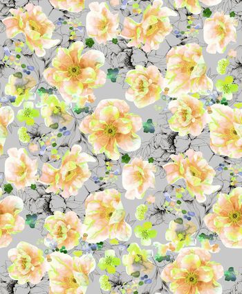 433685-流行时尚水彩花卉素描花底组合印花