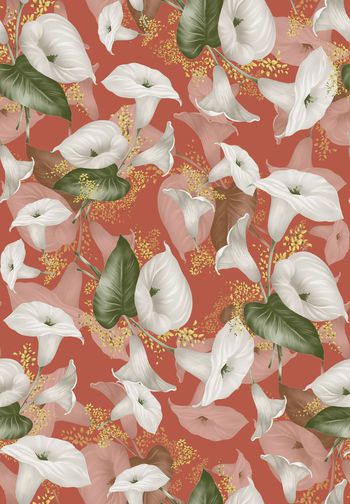 433703-时尚大牌高贵手绘花卉组合印花