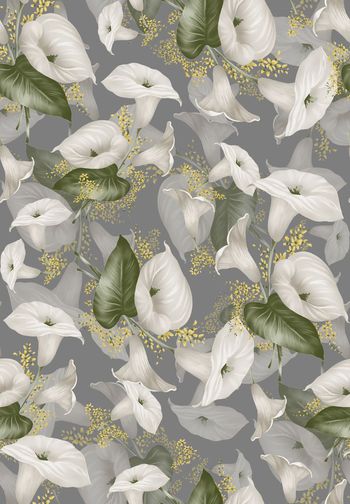 433704-时尚大牌高贵手绘花卉组合印花