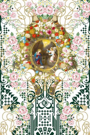 欧式人物印花华亿平台图片