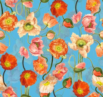 433788-流行时尚手绘大花数码印花