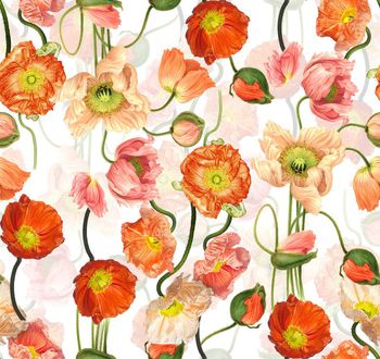 433789-流行时尚手绘大花数码印花