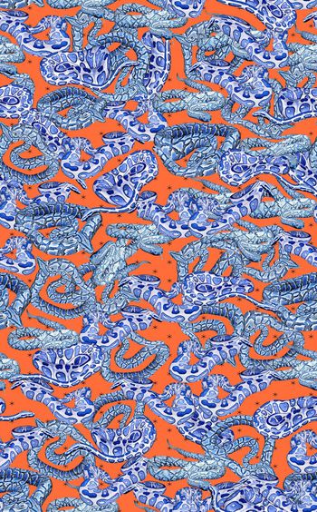 433797-民族风蟒蛇青花蛇群动物纹蛇皮蛇纹组