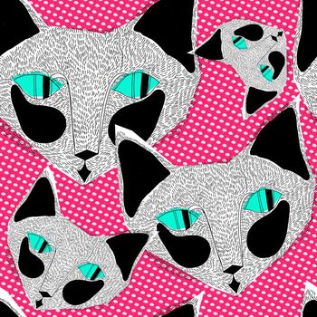 433853-简单清新小动物手绘剪贴小狐狸圆点花