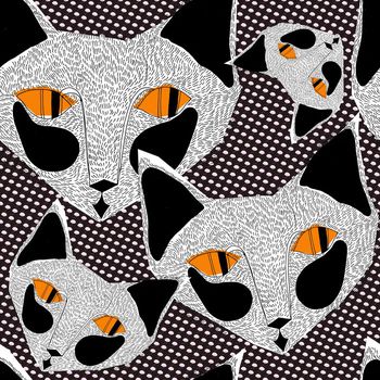 433854-简单清新小动物手绘剪贴小狐狸圆点花