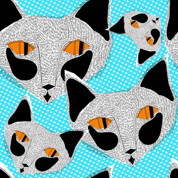 433855-简单清新小动物手绘剪贴小狐狸圆点花