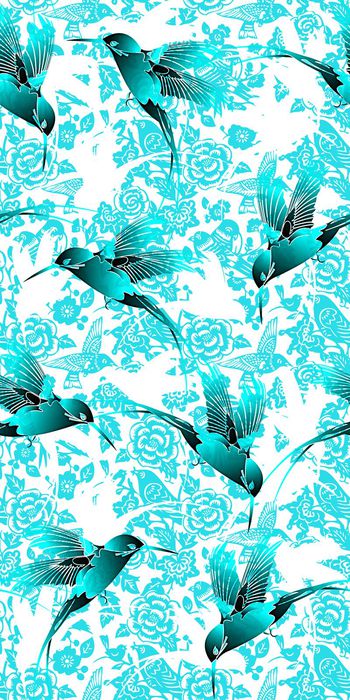 433876-中国风 剪影 花卉 蜂鸟 画稿 服