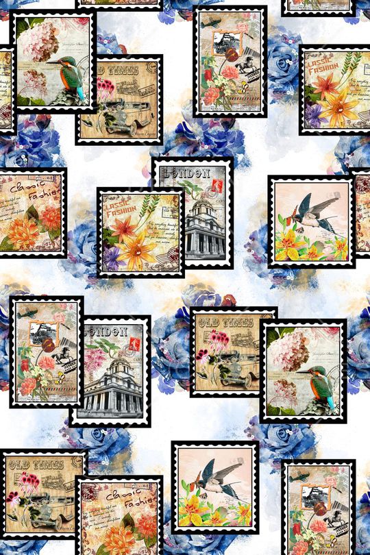 复古邮票印花华亿平台图片