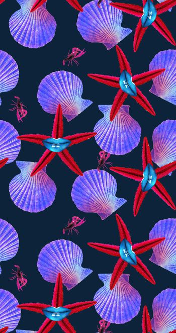 434047-时尚大牌贝壳海鲜龙虾组合印花1