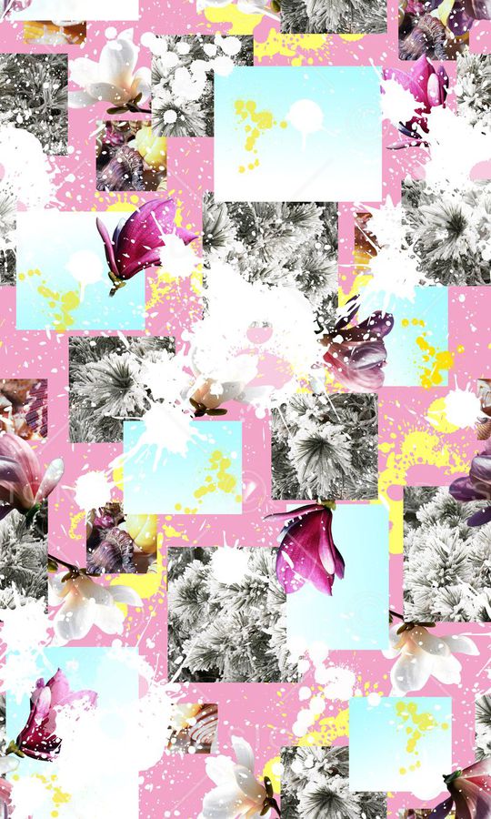 大气花卉喷溅印花华亿平台图片