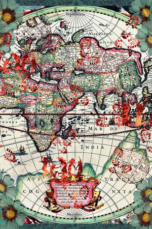 地图手绘旅行印花华亿平台图片