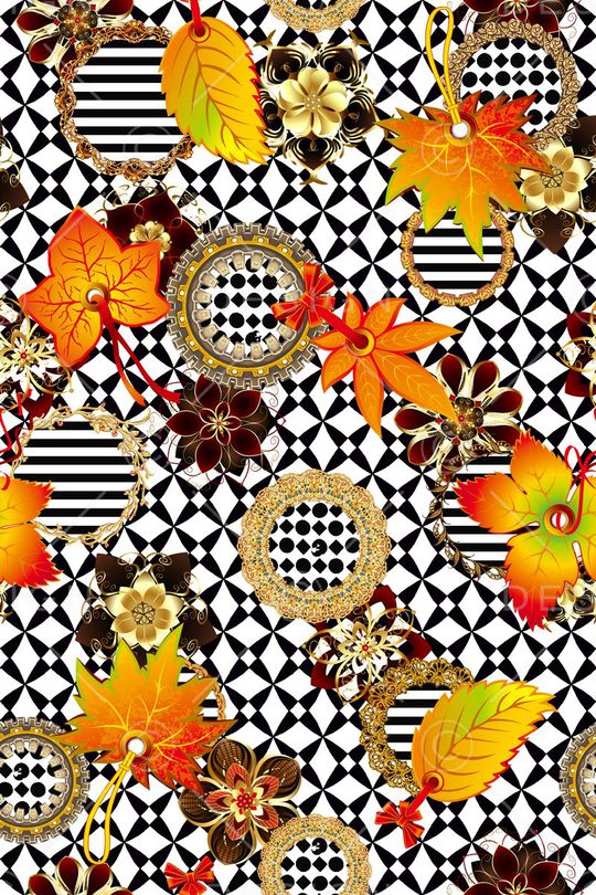 休闲大气珠宝黄叶印花华亿平台图片