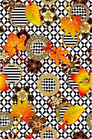 休闲大气珠宝黄叶印花华亿平台图片