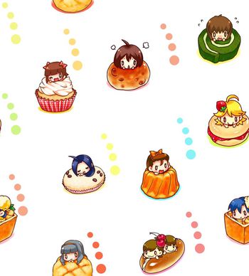 434213-趣味面包蛋糕女孩卡通华亿平台