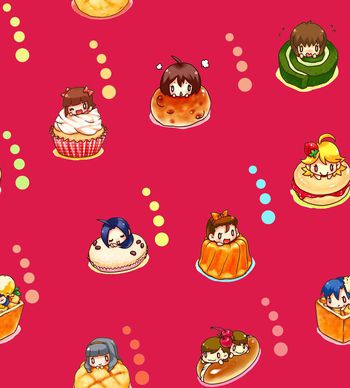 434214-趣味面包蛋糕女孩卡通华亿平台