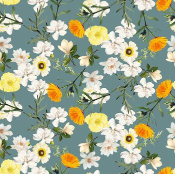 434278-复古简约时尚大花花卉数码印花