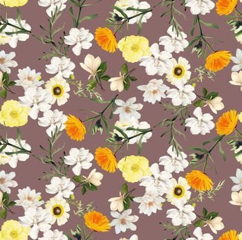 434279-复古简约时尚大花花卉数码印花