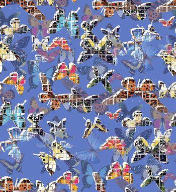 434309-个性时尚瑕疵蝴蝶渐变拼贴数码印花