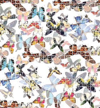 434311-个性时尚瑕疵蝴蝶渐变拼贴数码印花