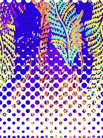 434332-手绘植物枝叶圆点渐变女装连衣裙内衣